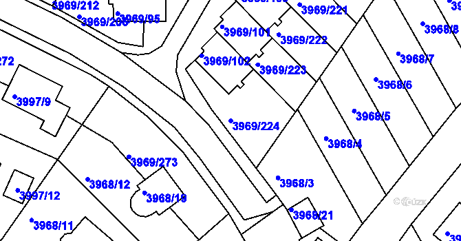 Parcela st. 3969/224 v KÚ Česká Lípa, Katastrální mapa