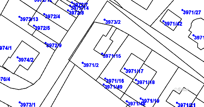 Parcela st. 3971/15 v KÚ Česká Lípa, Katastrální mapa