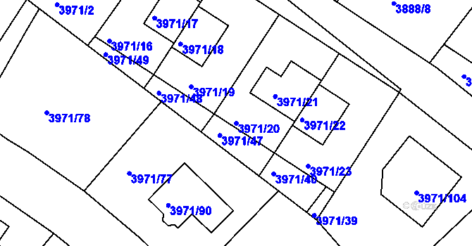 Parcela st. 3971/20 v KÚ Česká Lípa, Katastrální mapa