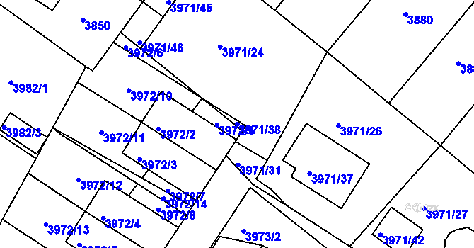 Parcela st. 3971/38 v KÚ Česká Lípa, Katastrální mapa