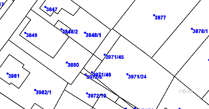 Parcela st. 3971/45 v KÚ Česká Lípa, Katastrální mapa
