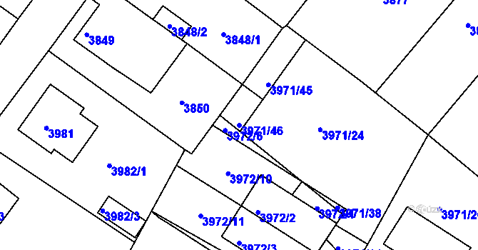 Parcela st. 3971/46 v KÚ Česká Lípa, Katastrální mapa