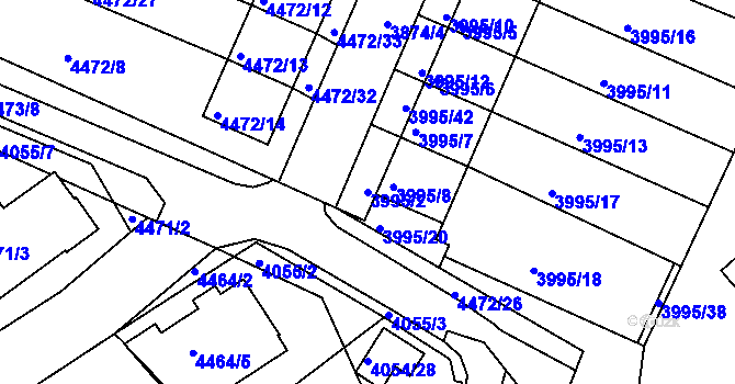 Parcela st. 3995/2 v KÚ Česká Lípa, Katastrální mapa