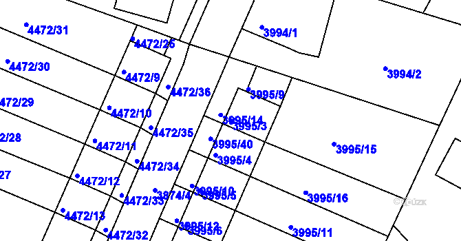 Parcela st. 3995/3 v KÚ Česká Lípa, Katastrální mapa