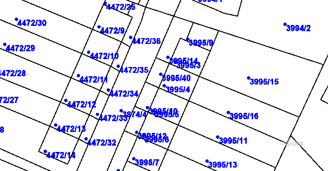 Parcela st. 3995/4 v KÚ Česká Lípa, Katastrální mapa