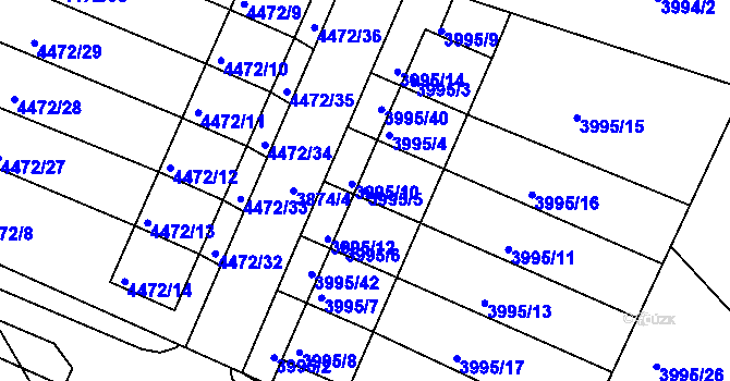 Parcela st. 3995/5 v KÚ Česká Lípa, Katastrální mapa