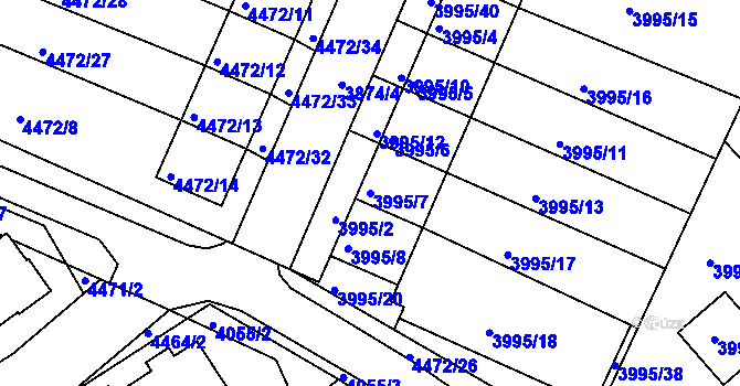 Parcela st. 3995/7 v KÚ Česká Lípa, Katastrální mapa