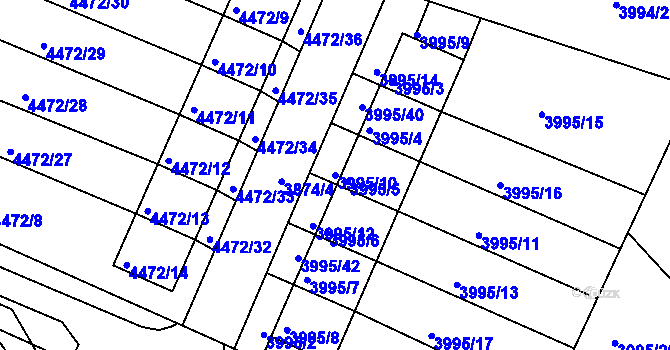 Parcela st. 3995/10 v KÚ Česká Lípa, Katastrální mapa