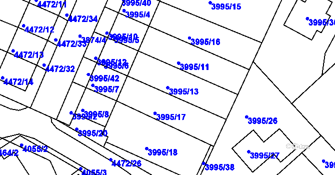 Parcela st. 3995/13 v KÚ Česká Lípa, Katastrální mapa