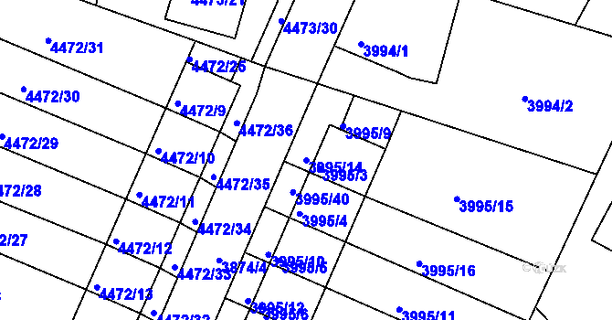 Parcela st. 3995/14 v KÚ Česká Lípa, Katastrální mapa