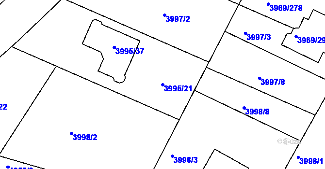 Parcela st. 3995/21 v KÚ Česká Lípa, Katastrální mapa