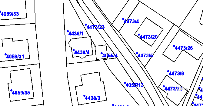 Parcela st. 4055/4 v KÚ Česká Lípa, Katastrální mapa