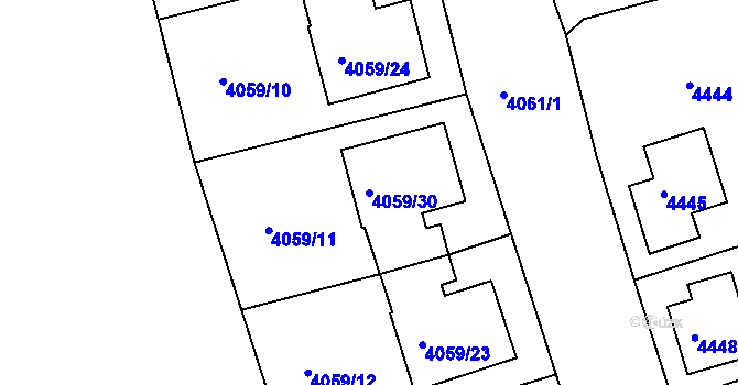 Parcela st. 4059/30 v KÚ Česká Lípa, Katastrální mapa