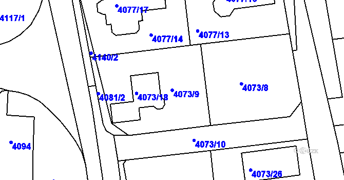 Parcela st. 4073/9 v KÚ Česká Lípa, Katastrální mapa