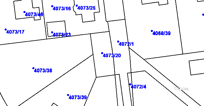 Parcela st. 4073/20 v KÚ Česká Lípa, Katastrální mapa