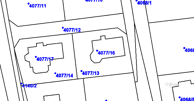 Parcela st. 4077/16 v KÚ Česká Lípa, Katastrální mapa