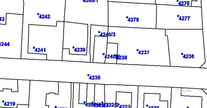 Parcela st. 4240/2 v KÚ Česká Lípa, Katastrální mapa