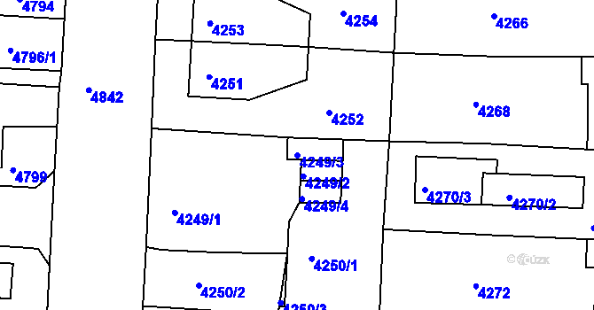 Parcela st. 4249/3 v KÚ Česká Lípa, Katastrální mapa