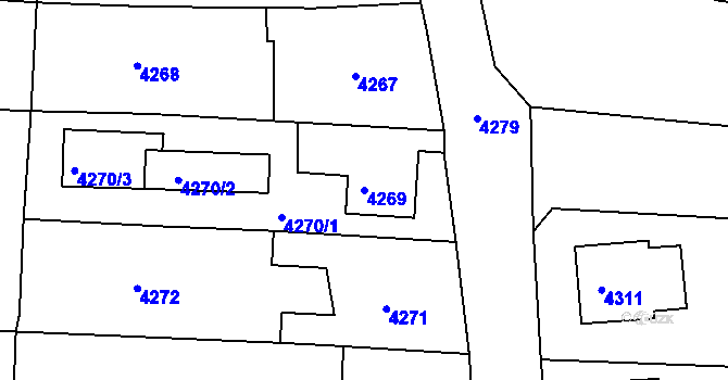 Parcela st. 4269 v KÚ Česká Lípa, Katastrální mapa