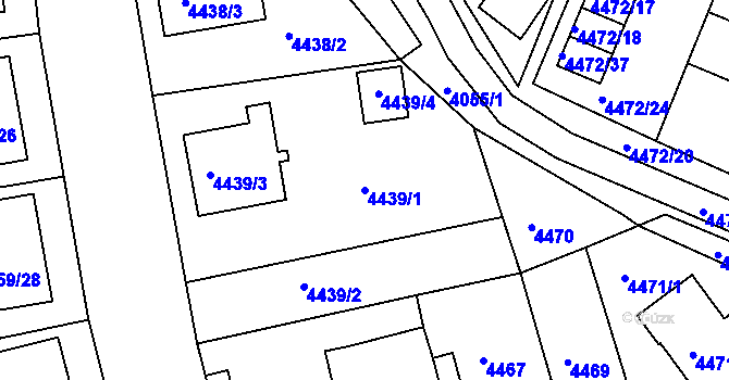 Parcela st. 4439/1 v KÚ Česká Lípa, Katastrální mapa