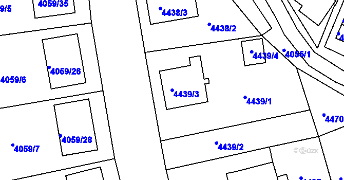 Parcela st. 4439/3 v KÚ Česká Lípa, Katastrální mapa
