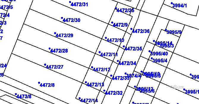 Parcela st. 4472/11 v KÚ Česká Lípa, Katastrální mapa