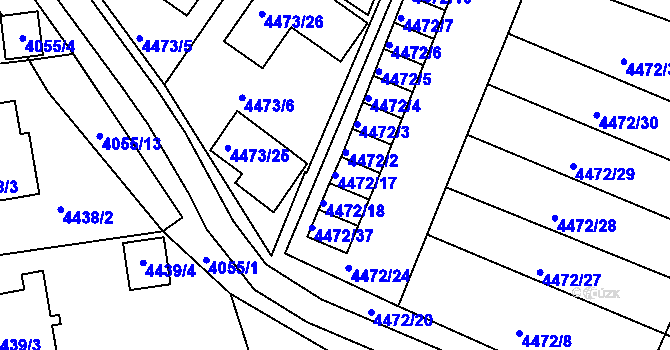 Parcela st. 4472/17 v KÚ Česká Lípa, Katastrální mapa