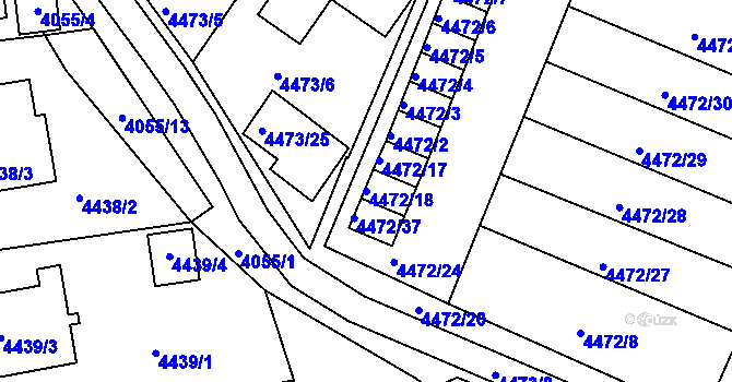 Parcela st. 4472/18 v KÚ Česká Lípa, Katastrální mapa