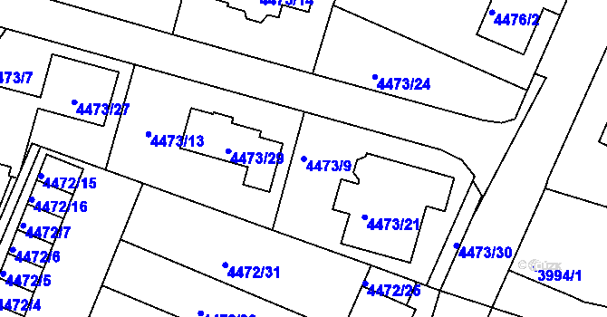 Parcela st. 4473/9 v KÚ Česká Lípa, Katastrální mapa