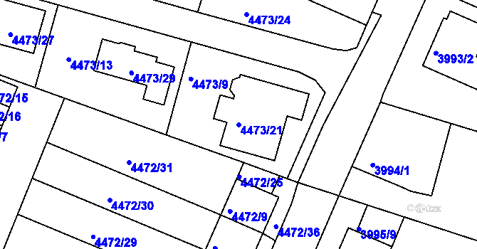 Parcela st. 4473/21 v KÚ Česká Lípa, Katastrální mapa
