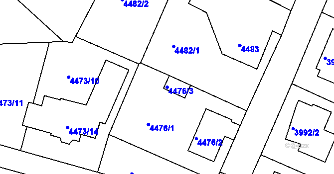 Parcela st. 4476/3 v KÚ Česká Lípa, Katastrální mapa