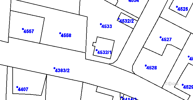 Parcela st. 4532/1 v KÚ Česká Lípa, Katastrální mapa