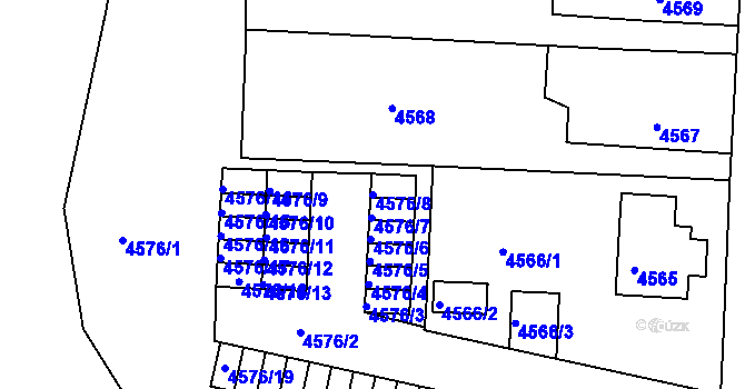 Parcela st. 4576/8 v KÚ Česká Lípa, Katastrální mapa