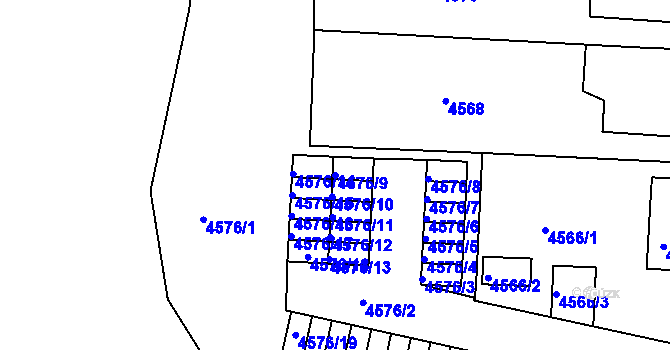 Parcela st. 4576/9 v KÚ Česká Lípa, Katastrální mapa
