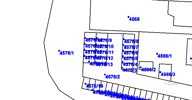 Parcela st. 4576/11 v KÚ Česká Lípa, Katastrální mapa