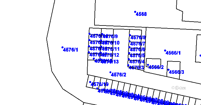Parcela st. 4576/12 v KÚ Česká Lípa, Katastrální mapa