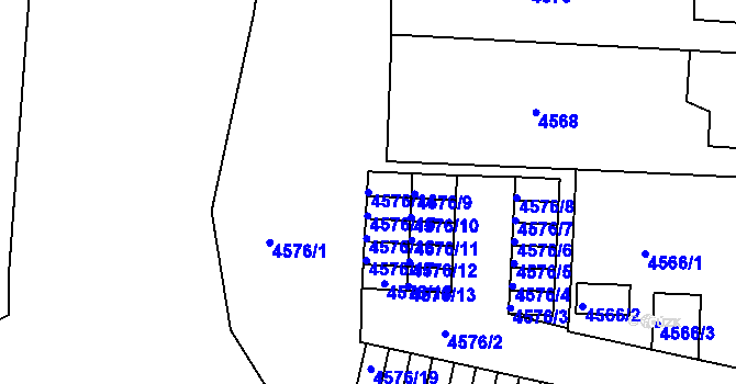 Parcela st. 4576/14 v KÚ Česká Lípa, Katastrální mapa