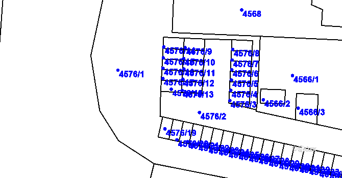 Parcela st. 4576/18 v KÚ Česká Lípa, Katastrální mapa