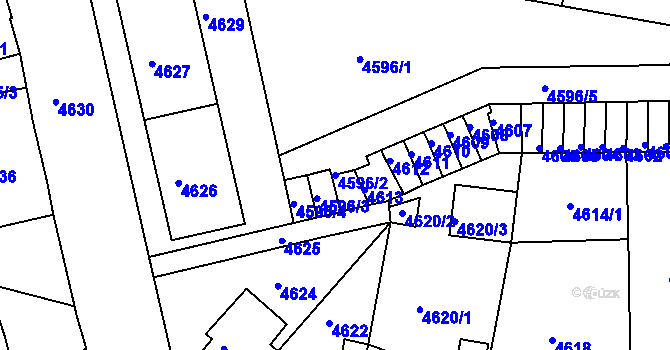 Parcela st. 4596/2 v KÚ Česká Lípa, Katastrální mapa