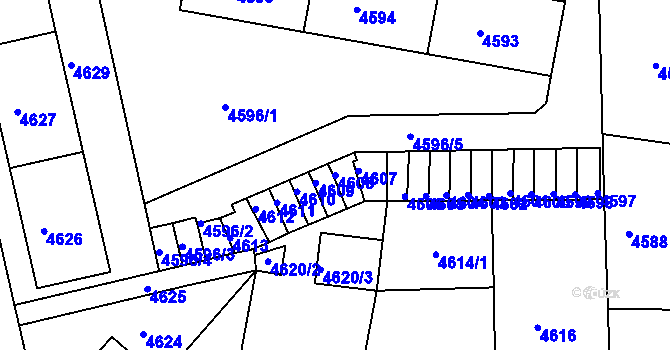 Parcela st. 4608 v KÚ Česká Lípa, Katastrální mapa