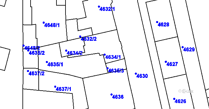 Parcela st. 4634/1 v KÚ Česká Lípa, Katastrální mapa
