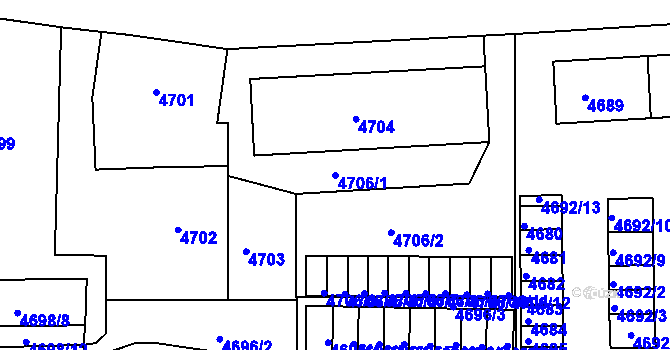Parcela st. 4706/1 v KÚ Česká Lípa, Katastrální mapa