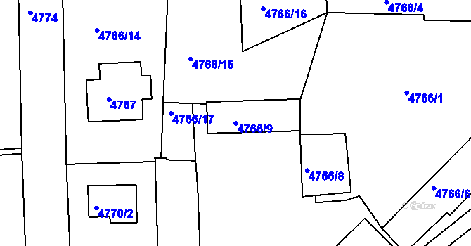 Parcela st. 4766/9 v KÚ Česká Lípa, Katastrální mapa
