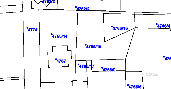 Parcela st. 4766/15 v KÚ Česká Lípa, Katastrální mapa