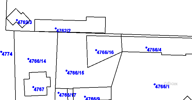 Parcela st. 4766/16 v KÚ Česká Lípa, Katastrální mapa