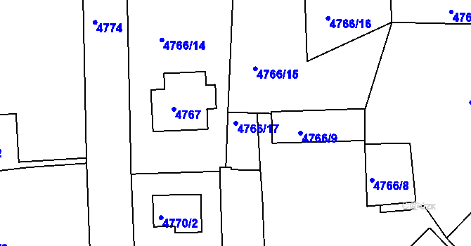 Parcela st. 4766/17 v KÚ Česká Lípa, Katastrální mapa
