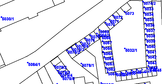 Parcela st. 5077 v KÚ Česká Lípa, Katastrální mapa
