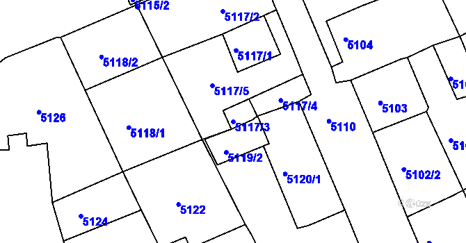 Parcela st. 5117/3 v KÚ Česká Lípa, Katastrální mapa