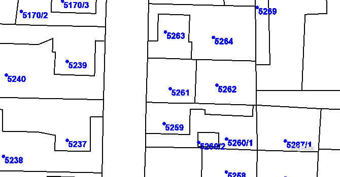 Parcela st. 5261 v KÚ Česká Lípa, Katastrální mapa