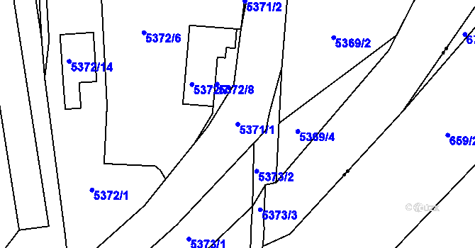 Parcela st. 5371/1 v KÚ Česká Lípa, Katastrální mapa